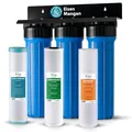 iSpring WGB32BM 3-Stufen-Wasserfiltersystem für das ganze Haus (mit 20" x 4,5" Sediment-, Kohle- und Eisen- und Manganreduzierungsfilter) mit 3/4'' Push-Fit-Edelstahlschlauchanschlüssen