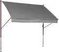Angerer Klemmmarkise Style mit Handkurbel, Terrasse/Balkon, einfache Montage ohne Bohren, Made in Germany, hochwertiger Stoff, UV-beständig, höhenverstellbar, wasserabweisend, 350 cm Helllgrau