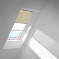 VELUX Verdunkelungsrollo Duo DFD Sandbeige gepunktet/Weiß 4579, M10, Aluminiumschiene,GGU,Manuell,VELUX