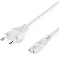 deleyCON 5m Netzkabel Stromkabel Strom Kabel Stecker Typ C Eurostecker auf C7 Buchse Euro-Netzkabel Kleingerätekabel Euro 8 TV Blu-Ray Haushaltsgeräte Netzteile - Weiß