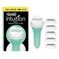 Wilkinson Sword - Intuition Sensitive Care für Frauen, Rasiergriff +6 Rasierklingen, Kein Rasiergel erforderlich