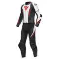 Dainese Lederkombi Laguna Seca 5 zweiteiler Motorradkombi Leathersuit, BLACK/WHITE/LAVA-RED, 54