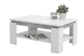 Hela Tische, Couchtisch Sofatisch Tim, Holzwerkstoff melaminbeschichtet, farbiger Tischkranz, Weiß/Betonoptik, große Ablage, 90x60x41cm