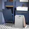 SoBuy BZR114-B Badezimmerschrank Wäscheschrank Wäschesammler Wäschekorb Badschrank Blau