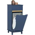 Sobuy - Bzr114-b Wäscheschrank Mit Ausklappbarem Wäschesack Wäschetruhe Mit Glastür Wäschesammler Wäschekorb Badschrank Blau Bht Ca. 40x96x40cm