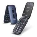 Panasonic KX-TU550EXC 4G Essentials Clamshell Handy für Senioren, 1,2 MP Kamera, Seniorentelefon mit großem 2,8 Zoll Display, 300 Stunden Standby-Zeit, Blau