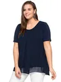 Sheego Damen Große Größen Blusenshirt im Lagenlook Businessmode klassisch Rundhals-Ausschnitt -