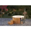 Finntherm Holz Badefass Stockholm Thermoholz Ø 180 cm VA-Ofen 30 kW Grau