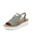 Rieker Damen Pantoletten 69262, Frauen Slipper,Slip-ons,Backless Slipper,Mules,Gartenschuhe,Sommerschuhe,sommerclogs,Slides,grün (52),38 EU / 5 UK
