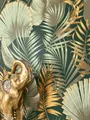 Newroom Vliestapete, Grün Tapete Modern Dschungel - Dschungeltapete Palmen Gold Metallic Tropisch Floral Blätter Palmenblätter für Wohnzimmer Schlafzimmer Küche, Koda