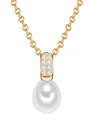 Valero Pearls Damen-Kette Sterling Silber 925 gelbvergoldet Süßwasser-Zuchtperlen Zirkonia weiß - Halskette Frauen Gelbgold-Farben Süßwasser-perle