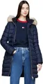 Tommy Jeans Damen Daunenmantel Essential Hooded Down Coat mit Kunstpelz, Blau (Dark Night Navy), M