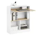 SoBuy FWT104-WN Klapptisch mit angebautem Schrank Klappbarer Tisch mit Schrank Faltbarer Tisch Schreibtischschrank Weiß und Natur BHT ca. 70x85x54cm - Weiß/Braun