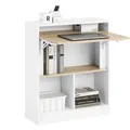 SoBuy Klapptisch mit Angebautem Schrank Schreibtisch Weißnatur 70x85x57cm FWT104-WN
