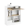 SoBuy Schreibtisch mit Klappbarer Arbeitsfläche Kompakter Computer und Arbeitstisch Schreibtisch Arbeitstisch Platzsparender Tisch für Homeoffice und Büro Weiß und Natur 70x57x85cm FWT104-WN