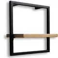 holz4home® Wandregal 30x30x15cm Small Eiche hellgrau geölt I Schwarzer Stahlrahmen I Handarbeit inkl. Befestigungen