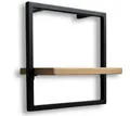 holz4home® Wandregal Eiche Hellgrau mit Metallrahmen Schwarz I Ohne Baumkante, Industrial Schweberegal