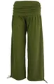 GURU SHOP Goa Psytrance Hose, Sommerhose, Yogahose, Pluderhose - Olivgrün, Damen, Size:L