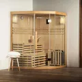 HOME DELUXE Sauna "Skyline XL", inkl. 6 kW Saunaofen mit integrierter Steuerung, für 3 Personen - beige