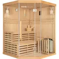 HOME DELUXE - Traditionelle Sauna - SKYLINE XL - 150 x 150 x 200 cm - für 2 - 3 Personen, Hemlocktanne, inkl. Saunaofen, Saunazubehör I Dampfsaun... - Naturbelassen
