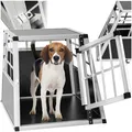 tectake Hundetransportbox single, mit gerader Rückwand, verschließbare Gittertür, mit schützenden Kunststoffecken