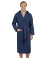 Laynenburg Herrenbademantel Bademantel Herren mit Kapuze aus 100% Baumwolle Frottee, mit Gürtel, aufgesetzten Taschen, Waden-lang für Spa, Sauna, M-XXXL