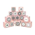Frau WUNDERVoll® DIY Adventskalender Vorfreude zum Befüllen, 24 Faltschachteln rosa 7(L) x7(B) x7(H) cm (gefaltet), XL Ziffern grau/Weihnachten, Aufkleber, Würfelbox, Faltverpackung, Schachteln