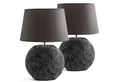 BRUBAKER Nachttischlampe 2er Set Tischlampe "Zen Garden", ohne Leuchtmittel, 2x moderne Nachttischlampen mit Keramikfuß - Tischlampen Set - Modern