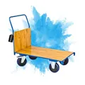PROREGAL Transportwagen Handwagen Materialwagen Pro | HxBxL 97x61x116cm | 2 Lenk- & Bockrollen | Traglast 600kg | Lichtblau