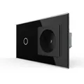 LIVOLO Touch Lichtschalter und Steckdose mit Glasrahmen VL-C701/C7C1EU-12-A Schwarz