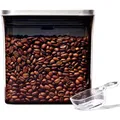 OXO Kaffeedose Steel Pop, aus Kunststoff / Edelstahl, luftdicht, braun, mit Löffel, eckig, 1,6 Liter
