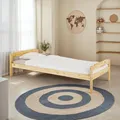 Massivholzbett Moritz aus Kiefer Massivholz 90x200 cm, natur - Einzelbett kür Kinderzimmer, Tagesbett Jugendbett, einfaches Gästebett, Bettgestell lackiert
