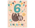 12 Einladungskarten zum 6. Kindergeburtstag Einladung zum sechsten Geburtstag Mädchen Jungen Faultier