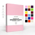 Jacobson Jersey Spannbettlaken Spannbetttuch Baumwolle Bettlaken (Premium 200x220 cm, Rosa)