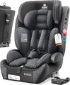 KIDIZ® Autokindersitz mit Isofix i-Size R129 100-150cm bis 12 Jahre, Kinderautositz Gruppe 1/2/3, mitwachsender Kindersitz, 5-Punkt-Gurt, höhenverstellbare Kopfstütze, Sitzerhöhung Auto, Anthrazit