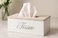 Taschentuchbox Kosmetiktücherbox Taschentuchspender Holz Tücher Box Tissue Taschentücher Box - Natur/weiß/schwarz B/H/T ca. 25 x 9 x 14 cm mit aufklappbarem Deckel Landhausstil Vintage nachfüllbar