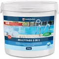 Veddelholzer 5 kg Multitabs 5 in 1 Chlortabletten für Pool als 200g Tabletten für große Pools ab 25m3 Pool Zubehör für Pools langsam lösliche.