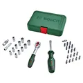 Bosch Ratschen / ¼"Steckschlüsselsatz-Set, 34-teilig (hochwertiger und vielseitiger Steckschlüsselsatz für zahlreiche Heimwerkeraufgaben; ergonomischer Griff mit Softgrip; magnetische Bit-Aufnahme)