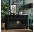 OPIUM OUTLET Kommode Vintage Schrank Sideboard schwarz asiatisch chinesisch orientalisch (B x T x H: 117 x 40 x 85 cm, Anrichte Buffet), Asia Möbel Hochzeitsschrank komplett montiert
