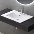 doporro Waschbecken Einbauwaschbecken 61x47x18cm Weiß aus Keramik inkl. Nano-Beschichtung Rechteckig Brüssel912