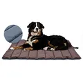 XIAPIA wasserdichte Hundematte für Outdoor, Waschbare Hundematte für Unterwegs, Antistatik, Hygienisch, Faltbares Hundebett, Große Reisedecke für Haustier 110x68 cm (Braun/Blau)