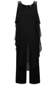 Ulla Popken Damen große Größen Übergrößen Plus Size Jumpsuit, doppellagig, Glitzer-Doppelträger, ärmellos schwarz 58+ 829821100-58+