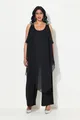 Ulla Popken Schlupfhose Jumpsuit doppellagig Glitzer-Doppelträger ärmellos, schwarz