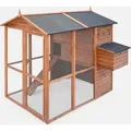 sweeek - Hühnerstall aus Holz für 6 / 8 Hühner - Cotentine - Holzfarben - Braun