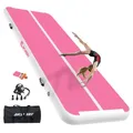 AKSPORT Air Matte Track Tumbling Matte,3/4/5/6m Aufblasbar Gymnastikmatte Turnmatte Tumbling Matten 10/20cm hoch mit Luftpumpe für Zuhause/Taumel/Turnhalle/Ausbildung/Cheerleading doppelt rosa