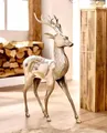 Metall Figur Hirsch 65 cm groß, Aluminium silber glänzend, Weihnachts Deko