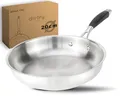 DIVORY Edelstahlpfanne 20cm – Ohne PTFE & PFOA, unbeschichtete Pfanne aus Edelstahl, Induktion geeignet, kleine Bratpfanne ohne Beschichtung, stainless steel frying pan (PURA, 20 cm)
