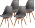 Albatros Esszimmerstühle 4er Set AARHUS, Grau - Beine aus Buche Massiv-Holz, Skandinavisches Retro-Design, bequemer Schalenstuhl - Eleganter Küchenstuhl, Stuhl Esszimmer für Esstisch