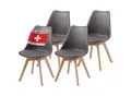 Albatros Esszimmerstühle 4er Set AARHUS, Grau - Beine aus Buche Massiv-Holz, Skandinavisches Retro-Design, bequemer Schalenstuhl - Eleganter Küchenstuhl, Stuhl Esszimmer für Esstisch