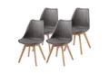 Albatros International Esszimmerstuhl Esszimmer Stühle 4 er Set AARHUS, Stuhl Stühle Esszimmerstühle (4er Set Grau Buche), Buche Massiv-Holz, Esszimmerstuhl Küchenstühle, Grau, Essstühle
